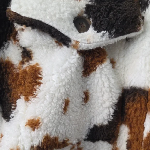 Cozy Kids' Faux Fur Jacket - Brown and White - Picture 4 of 4